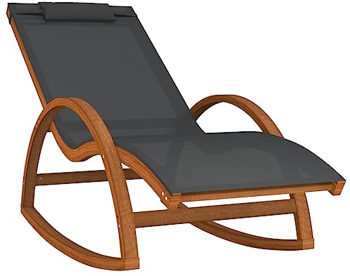 vidaXL Schaukelstuhl Grau Textilene und Massivholz Pappel