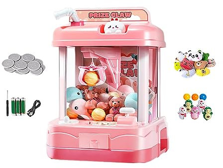 LOVIVER Kinder-Klauenmaschine, Spielzeug, lustige Herausforderung, Neuheit, Klauenspiel, Spielzeug, Handkurbel, Greifpuppe, Spielzeug, Mini-elektronisches, ROSA