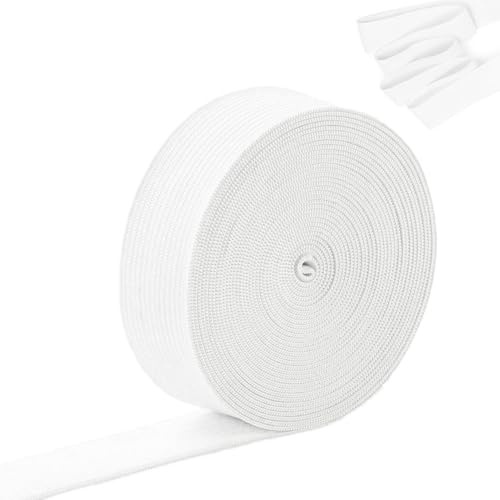 GOIEHIR Gummiband, 10 meter elastiskt band, gummiband brett 30 mm, för gummibyxor, hushåll gör-det-själv hantverk, vit