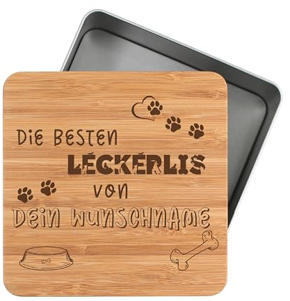die-veredler Leckerlidose personalisiert mit Namen aus Metall für Hunde oder Katzen Aufbewahrungsdose 1450ml für Hundesnacks oder Katzensnacks Geschenkidee für Tierliebhaber L03