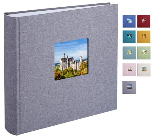 1DOT2 Leinen Fotoalbum, Fotobuch zum Selbstgestalten und Einkleben (30x30 cm, 120 Seiten,Grau-Upgrade)