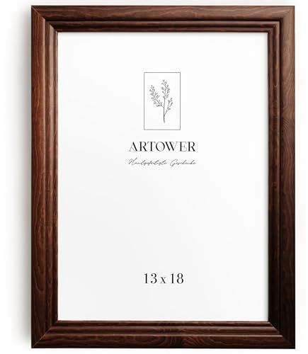 Artower® Bilderrahmen Vintage Braun Holz Rahmen für 13 x 18 cm | Posterrahmen Groß für Collage | Picture Frame Vintage Brown Wood 13x18 cm | Retro Schmal Bilderrahmen | Braun Poster Rahmen