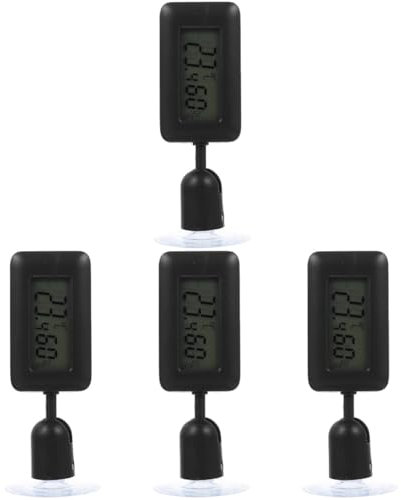 Kisangel 4stücke Reptilien-terrarium Thermometer Mit Rotations-saugnapf Digitale Temperatur Und Feuchtigkeitsmessung Für Bearded Dragon Und Andere Haustiere