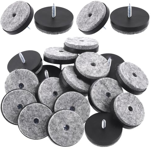 Rustark 20Pcs 38mm Schwarz Filzgleiter mit Schrauben Sortiment Set Rund Filzgleiter Schrauben Non Slip Furniture Felt Chair Pads für Möbel Böden
