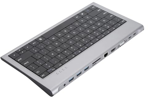 MENDUNER 2024 Nouveaux Claviers USB C avec Ports USB-claviers Américains Filaires 78 Touches Prenant en la Station d'accueil USB C 11 en 1-Gris Sidéral