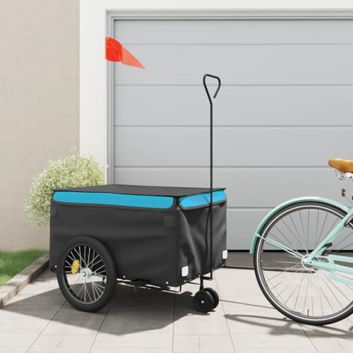 ZEYUAN Fahrradanhänger Schwarz und Blau 45 kg Eisen, Fahrrad Anhänger, Lastenanhänger, Handwagen, Fahrrad-lastenanhänger, Lastenfahrrad - 94114