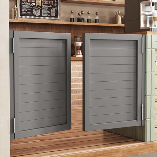 Puerta Vaiven 28/30/32/36/40 Puerta del Salón Cafetería Gris, Personalizable Puerta de La Cocina Puertas del Café Batiente, Decoración de Puerta Batiente Bidireccional para Interior y Exterior. (