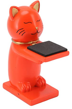 PerGar Uhrenständerhalter, Harzfigur-Schmuckuhr-Aufbewahrungsregal, Handgefertigter Uhrenhalter, Katzenfigur-Harz-Uhrenhalter für Büro-Wohndekor-Geschenke, Schmuckarmband (Orange)