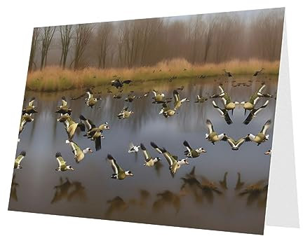 WURTON Jagd Fliegende Wildenten Print Künstlerische Grußkarten Elegante Halbfalte 4x6 Karten Umschläge - Partyeinladungen