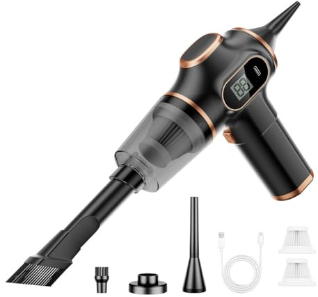 Auto-Staubsauger, tragbar, kabellos, 10000 Pa, kabelloser Mini-Staubsauger mit LED-Licht und Multi-Düsen, Hochleistungs-Nass- und Trocken-Handstaubsauger für Auto, Zuhause, Büro, Haustier, kompakt