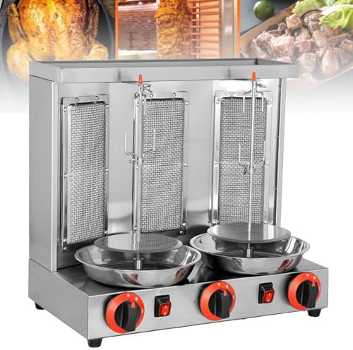 Hydravex Máquina para Asar shawarma, Capacidad de 22 Libras, máquina para cocinar Pollo shawarma con 2 quemadores, asador Vertical eléctrico, Horno asador gyro, máquina para Doner Kebab,Black