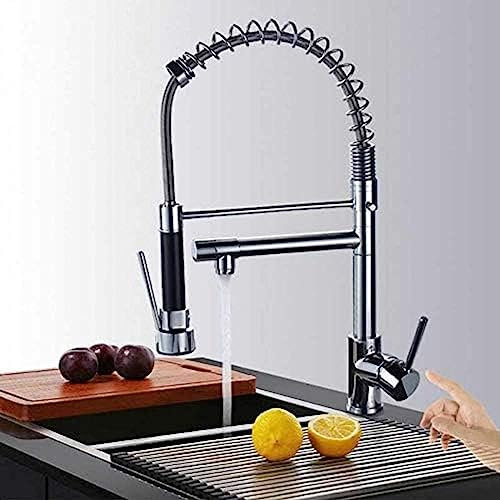 SFEWF Kitchen Taps Kitchen Tap Faucet Chrome Dual Swivel Spout Sink Faucet Thermostat Pull Down Hot and Cold Spring Kitchen Mixer Cranes Deck Mounted