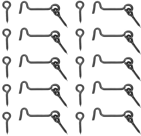 M METERXITY 10er-Pack Haken- und Ösenriegel für Tür 2 Zoll Kohlenstoffstahl Torriegel Scheunentorriegel Haken- und Ösenriegel für Tor/Fensterläden/Fenster/Schrank/Badezimmer [Schwarz]