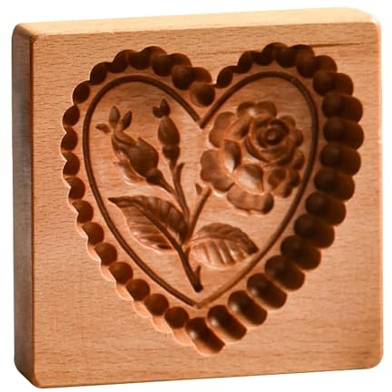 Moldes para galletas de madera, molde de madera, molde para hornear, molde de animales, moldes para galletas, flores, forma de corazón, galletas, sello tallado, moldes para cocina, madera, galletas,