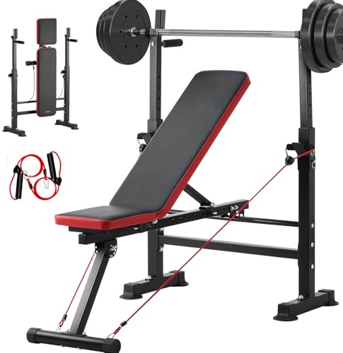 VEVOR Set di Panche per Pesi, Panca per Allenamento Regolabile 272,1 kg, Panca per Esercizi Sit Up per Allenamento di Forza in Palestra Casa, Panca Piana Inclinata e Declinata Pieghevole Rapidamente