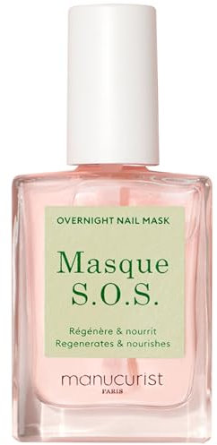 Manucurist Maschera SOS - Maschera Curativo da Notte per Unghie, Cura delle Unghie Rovinate - Rinforzante Unghie Fragili e Cuticole - Vegan e Made in France - 80,5% biologica - 15 ml