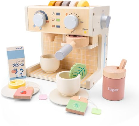 Woet® Wooden Toy Coffee Machine & Tea Set, 20 Pieces