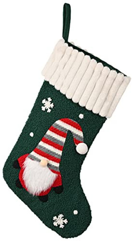 GANAZONO Weihnachtlicher Strumpf Aus Strick Handgefertigter Geschenkesack Für Weihnachten Dekorativ Für Christbaum Für Kleine Und Süßigkeiten Grünes Design