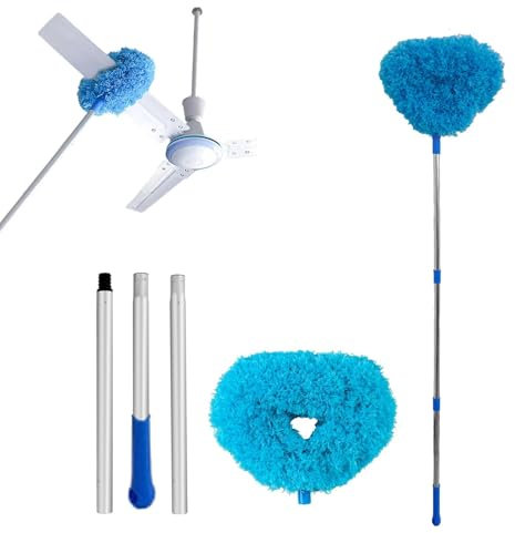 Feather Duster – Extendable Microfiber & Ostrich Feather Dusting Brush | Soft, Lightweight Duster for Delicate Surfaces & High Ceilings | Reusable Static-Charge with Wooden Handle | Professiona