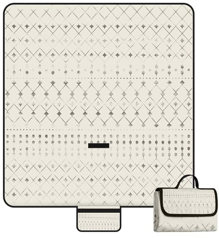 Jopee Picknickdecke Wasserdicht, 200x200cm Extra Groß Sandfrei Stranddecke für 4-6 Personen, Waschbare Outdoor Campingdecke, Leicht und Tragbar Strandmatte für Camping, Wandern, Wiese, Park - Beige