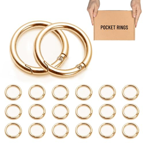 Zzcy 20 Stück Karabiner Rund 40 mm Groß Karabinerring Runde Karabiner Ring Gold Karabinerhaken Rund Schlüsselanhänger Ringe für Tasche DIY Handwerk Zinklegierung(Drahtdurchmesser 4.5mm)