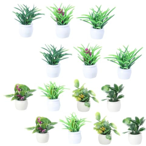 Mipcase 14 pièces Lot de Mini Plantes Artificielles Pot Décorations de Maison de Poupée et Micro Paysage Bonsai de Bureau Simulation Réaliste