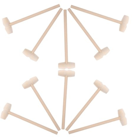 FUNNETOYU 10stücke Holzhammer Mini-schlägel Spielzeug für Junge Mädchen Bausteinhammer Handhämmer aus Holz für Indoor Outdoor Aktivitäten