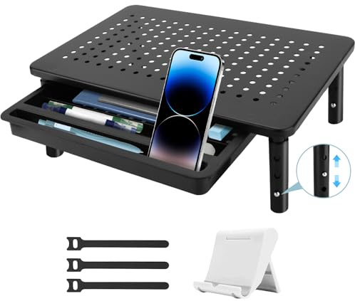 ZUSUZU Support de Moniteur,Rehausseur Ecran PC Bureau,Multifonctionnel Support Moniteur,Support de Moniteur Réglable en Hauteur (3 Types) pour Ordinateur,PC,Imprimante de 30kg Maximal