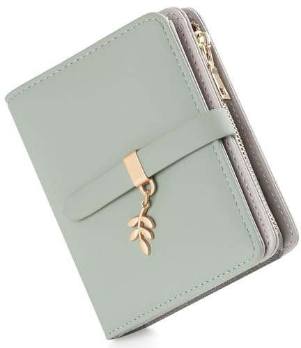RRANCharltu Portefeuille Femme Cuir Porte Monnaie Petit Blocage RFID,Vert