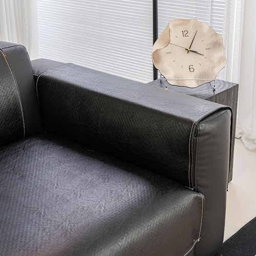 Waterproof Sofa Couch Cover Protector, Recliner Backrest Arm Covers, Faux Leather (Black, 50x70cm/20x27)