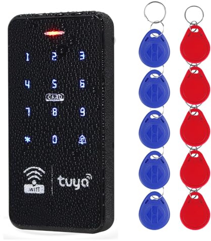 Teclado de Control de Acceso Inteligente y Resistente al Agua, desbloqueable Mediante la App Tuya. Incluye 10 llaveros. Ideal para hoteles, hogares y oficinas.