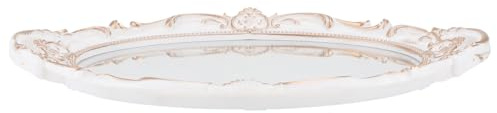 DOITOOL Plateau Miroir Vintage Ovale Blanc Décoratif 30x20 Cm pour Organisation Bijoux Cosmétiques et Accessoires Photo, Plateau de Présentation Élégant pour Décoration Maison et