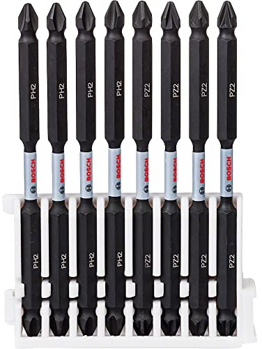 Bosch Professional 8pcs. Double Screwdriver Bit Set (Impact Control, PH/PZ Bits, Length 110mm, Pick and Click, Accessory Impact Drill)