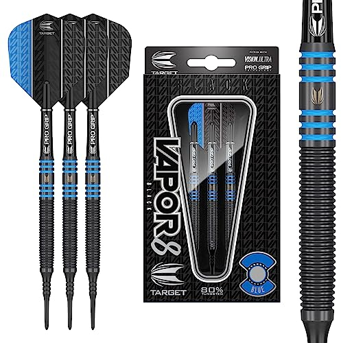 Target Darts Vapor 8 Black 80% Tungsten Soft Tip Darts Set, Blau 21G | Pixel Tip Darts, Professionelles Dart Zubehör, Elektronisches Soft Tip Dart Set