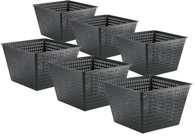 BestNest Bulk Buy Little Giant Square Aquatic Plant Baskets, 11 Mesh Pond Planters, Set of 6 Durable Plastic Water Garden Containers for Marginal & Submerged Plants