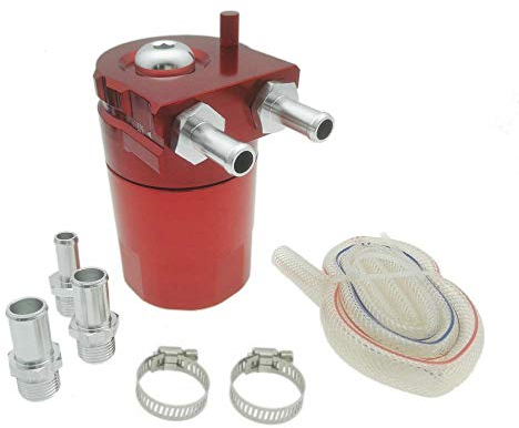 Serbatoio universale Per la raccolta dell’olio con cilindro, in alluminio lucidato, da corsa, universale, filtro dell’aria, rosso, 0,5 L