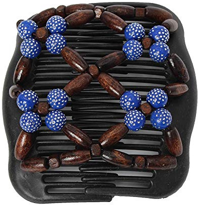JUSTFOX - Trend African Hairclip Haarklammer Haarkamm Blüten Holzdesign Butterfly Blau