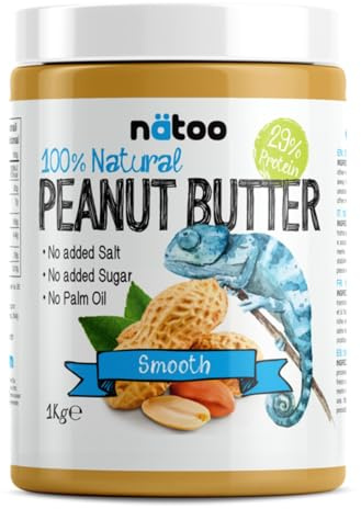 NÄTOO Burro d'arachidi 100% Naturale - 1kg - Peanut Butter Smooth - 100% arachidi tostate di alta qualità - senza zuccheri aggiunti