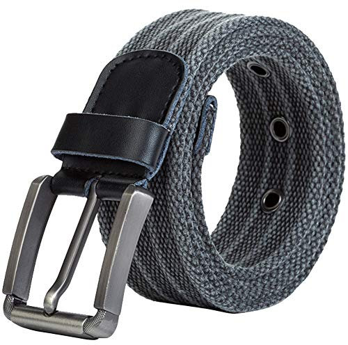 HotYou Unisex Elastischer Stoffgürtel, Geflochtenen Stretchgürtel mit Einstellbares Loch für Damen und Herren,Grey,Breite: 3.8 CM,Länge:130 CM