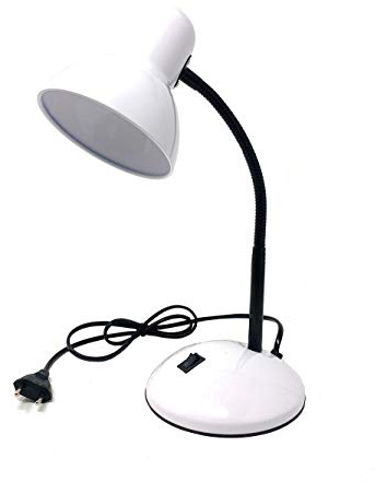 Vetrineinrete® Lampada da scrivania con braccio flessibile snodabile luce lume da tavolo orientabile da cameretta (Bianco) G83