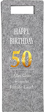 Herz & Heim® Flaschenbeutel mit Wunschtext - Geschenkverpackung zum Geburtstag | Weihnachten | Hochzeit Happy Birthday