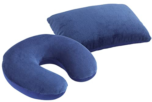 Maximex 2-in-1 Reisekissen mit Nackenstützkissen, kompaktes Reise-Kissen mit Nackenhörnchen für Unterwegs, gemütliches Kissen für Lange Autofahren, Camping und Urlaub
