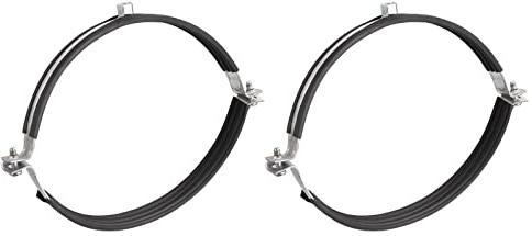 sourcing map 200mm Rigid Pipe Strap Clamps, Carbon Steel Pipe Bracket Tube Clip M10 Nut Size for Water Tube Pipe 2 Pcs