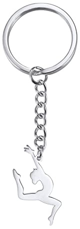 VASSAGO Gymnastik-Schlüsselanhänger, Edelstahl, Sport-Ballerina-Anhänger, Turner, Trainer, Schmuck, Geschenke für Mädchen