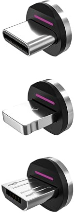 Statik 360 Pro Embouts de connecteurs magnétiques - Compatible Uniquement avec Le câble de Charge magnétique Statik360 Pro - Le Lot de 3 Comprend, i-Product, Adaptateur magnétique Micro-USB et USB-C