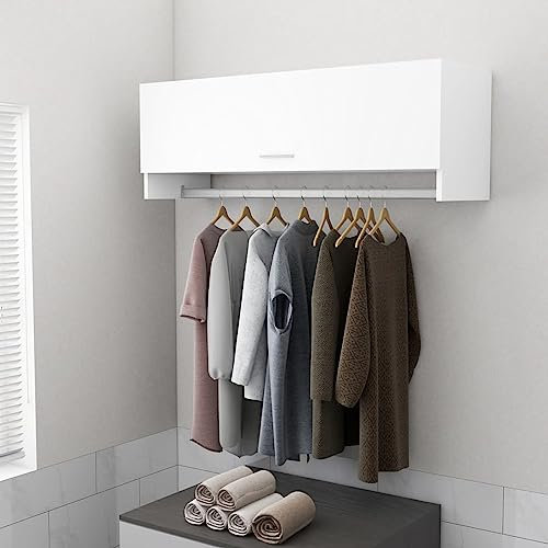 ZEYUAN Kleiderschrank, Schlafzimmerschrank, Kleiderschränke, Garderobenschrank, Ordnungssystem Kleiderschrank, Haushaltsschrank, Weiß 100x32,5x35 cm Spanplatte