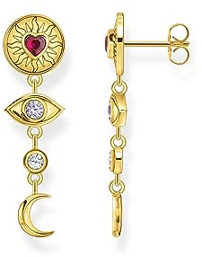 THOMAS SABO Ohrring kosmische Talismane mit bunten Steinen vergoldet 750 Gelbgold Vergoldung, 925 Sterlingsilber