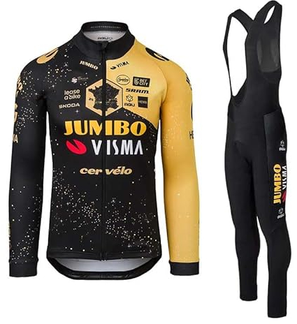 beyleaycau Herren Radsport Set Herbst Fleece Thermisches Radtrikot mit durchgehendem Reißverschluss inklusive Gel gepolsterte Trägerhose Atmungsaktiv Schnell trocknend