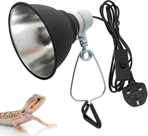 BREUAILY Reptile Heat Lamp Holder 5.5inch E27 Tortoise Heat Lamp with Clamp Aluminium Terrariums Heat Lamps Holder for UVA UVB Infrared Heat Bulbs Reptile Accessories (NO Bulb)