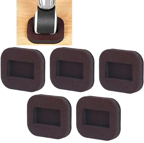 5 Pcs Felt Furniture Pads, Anti-Slip Caster Cups and Floor Protectors for Sofas, Beds & Chairs, Durable Wheel Stoppers for All Floor Types, Brown Felt Pads to Prevent Scratches and Noise